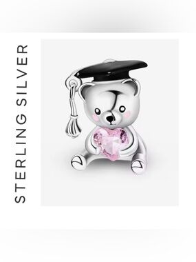 🌟 S925 Sterling Silver Graduation Bear Charm